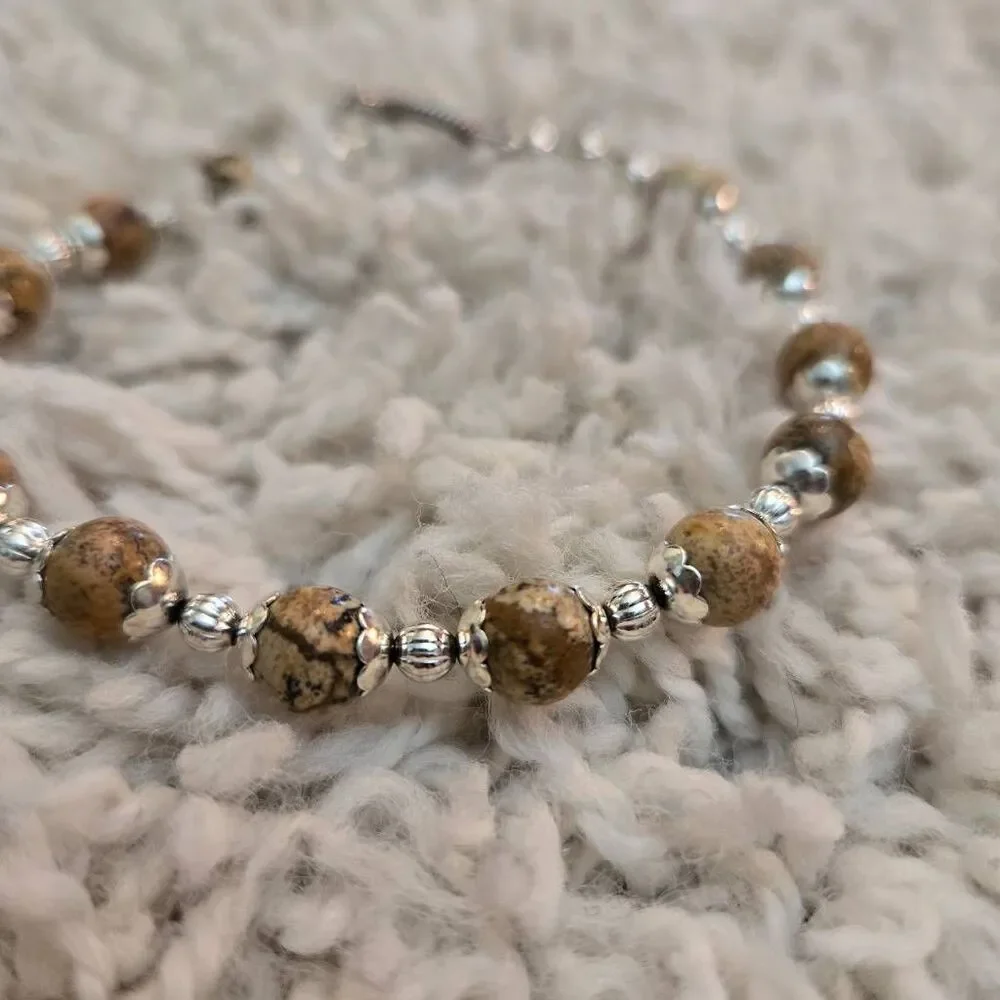 NEW Picture Jasper and Silver Bracelet